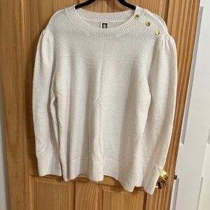 Anne Klein White Sweater with Gold Button Details
